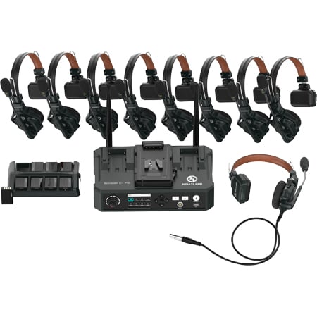 Hollyland Solidcom C1 Pro 9-Person Full Duplex Wireless Intercom System with 8 Headsets and Hub - V-Mount