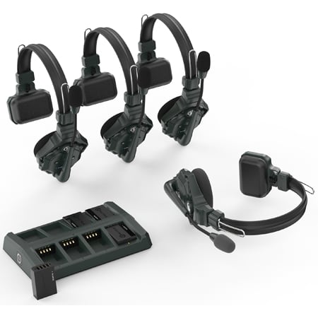 Hollyland SOLIDCOM C1-4S Full Duplex Wireless Intercom System with 4 Headsets - 1000 Foot Line-of-Sight