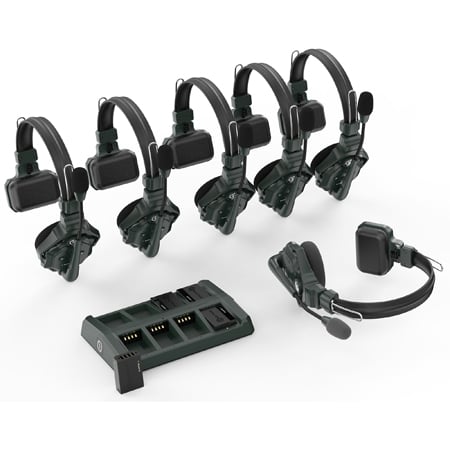 Hollyland SOLIDCOM C1-6S Full Duplex Wireless Intercom System with 6 Headsets - 1000 Foot Line-of-Sight