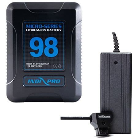 IndiPro PSKT25 Micro-Series 98Wh Li-Ion V-Mount Battery and D-Tap Pro Charger (2.5A) Kit