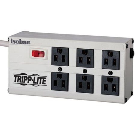 Tripp Lite ISOBAR6 6-Outlet 3300 Joules Surge Protector with Metal Housing &  Diagnostic LEDs -  6 Foot Right-Angle Plug