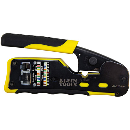 Klein Tools VDV226-110 Pass-Thru Modular Crimper Tool - Yellow/Black