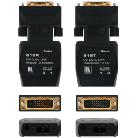 Kramer 616R-T Dual Link DVI Extender Transmitter and Receiver over Ultra-Reach MM Fiber