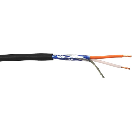 Canare L-2B2AT 2 Conductor Mic Cable  - Aluminum Foil Shielded Audio Cable per Foot - Permanent install - Black - 25 AWG