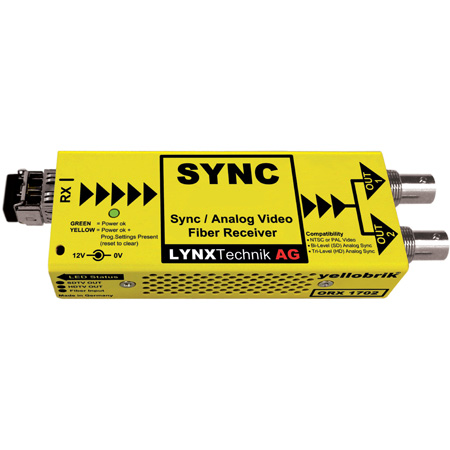LYNX Technik Yellobrik ORX 1702 Analog Video/Sync Singlemode 1310nm Fiber Receiver LC Connector