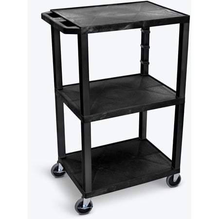 Luxor UCPL1E 42 Inch High 3-Shelf Utility Cart - Black