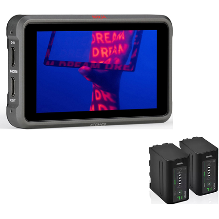 Atomos Ninja V+ 5-Inch 8K 10bit HDMI H265 Portable Monitor/Recorder w/ Core SWX Nano-F Li-Ion Battery 2-Pack Kit