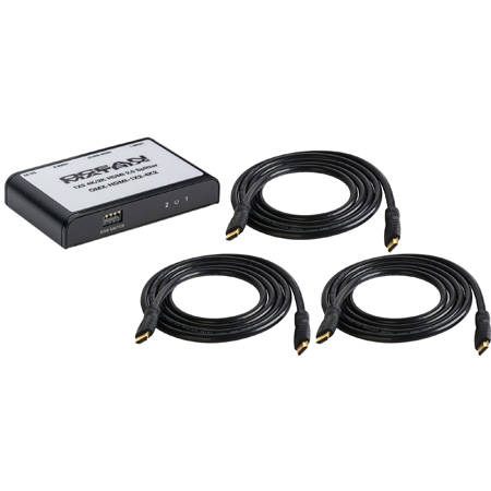 Ocean Matrix OMX-HDMI-1X2-4K2 4K UHD 1x2 HDMI 2.0 Splitter/Distribution Amplifier Bundle with 3x 6ft HDMI 2.0 Cables