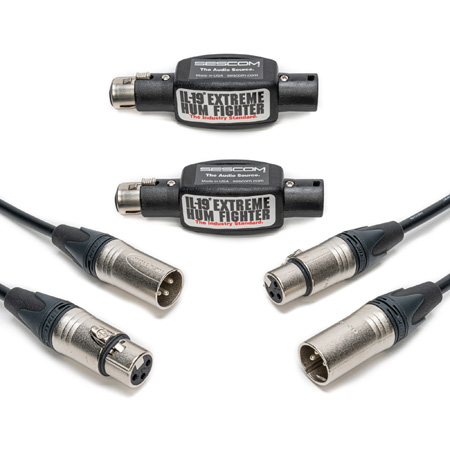 Sescom XLR Audio Bundle with 2 25ft SC25XXJ XLR Cables and 2 IL-19 XLR Inline Hum Eliminators