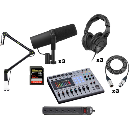 Shure SM7B Ultimate Podcast Kit with ZOOM P8 PodTrak & Sennheiser HD 280 Pro Headphones