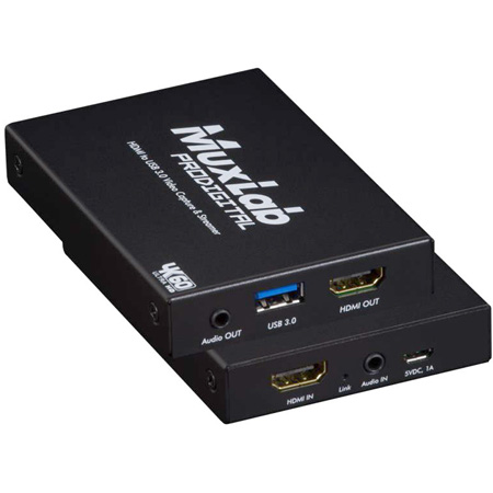 MuxLab 500467 4K HDMI to USB3.0 Video Capture & Stream Converter with Audio