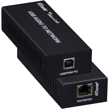 MuxLab 500550 Dante 2-Channel USB Audio Encoder/Decoder - up to 328 Foot via CAT6/6A