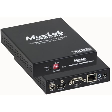MuxLab 500759-TX-Dante HDMI/Dante Over IP PoE Transmitter UHD-4K