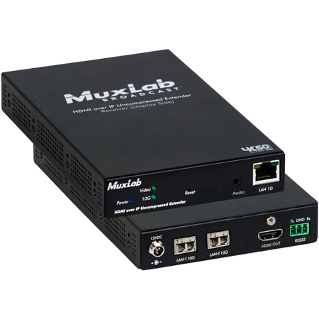 MuxLab 500774-RX-UTP HDMI 4K/ST2110 over IP Uncompressed Gateway Converter Receiver - Duplex MM OM4 Fiber LC