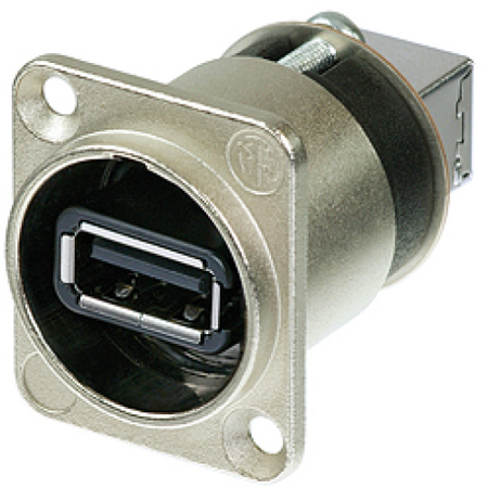 Neutrik NAUSB-W Reversible USB 2.0 Gender Changer Type A and B - Nickel D-housing