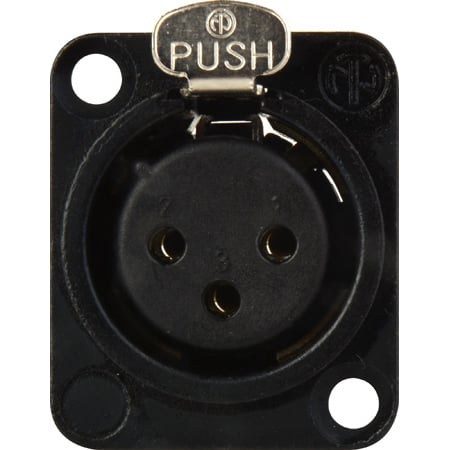 Neutrik NC3FD-L-BAG-1 3-Pin Female XLR Panel/Chassis Mount Connector - Latching - Black/Silver