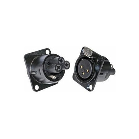 Neutrik NC3FD-S-1-B 3-Pin Female XLR Panel/Chassis Mount Connector - Screw Terminals - Black/Gold