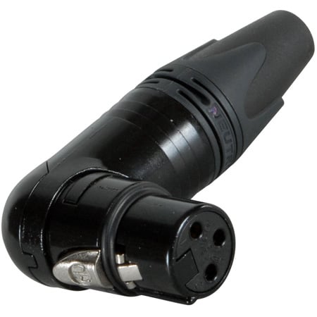 Neutrik NC3FRX-B XLR 3 Pole Right Angle Female Cable End - Black/Gold