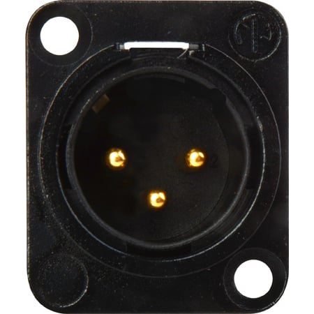 Neutrik NC3MD-L-B-1 3-Pin XLR Male Panel/Chassis Mount Connector - Solder Cups - Black/Gold
