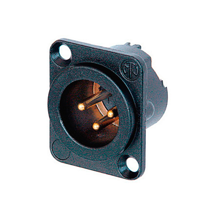 Neutrik NC3MD-LX-BAG 3-Pin Male XLR Panel/Chassis Mount Connector - Duplex Ground Contact - Black/Silver