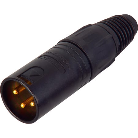 Neutrik NC3MX-B 3-Pin Male XLR Connector Cable End - Black & Gold