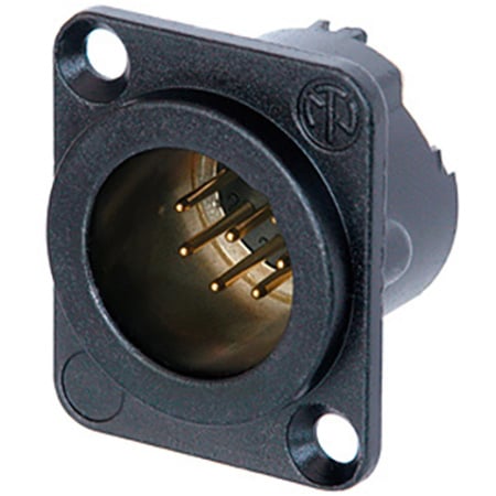 Neutrik NC7MD-LX-B 7-Pin XLR Male Panel/Chassis Mount Connector - Duplex-Ground - Black/Gold