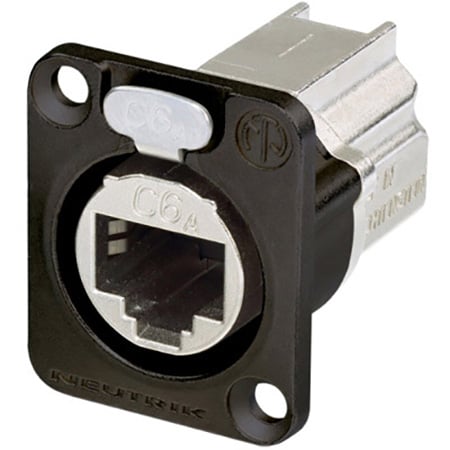 Neutrik NE8FDX-P6-B D-shape CAT6A etherCON Panel Connector - Shielded / Feedthrough - Black Housing