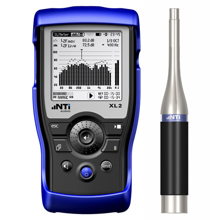 NTI XL2 Analyzer and M4261 Class 2 Measurement Microphone - Rechargeable Li-ion Battery