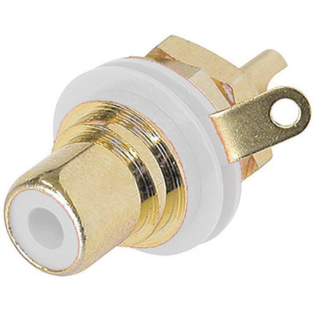 Rean NYS367-9 Gold Plated RCA/Phone Chassis Mount Socket - White