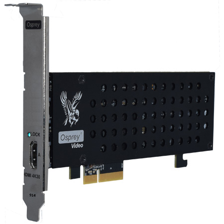 Osprey Video Raptor 914 Video Capture Card 1x HDMI 1.4 4K30 Embedded 4 Stereo Audio Pairs Per Channel