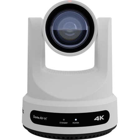 PTZOptics PT12X-LINK-4K-GY Link 4K 12x Auto-Tracking PTZ Camera Featuring Dante AV-H - USB 2.0/HDMI 2.0/3G-SDI - White