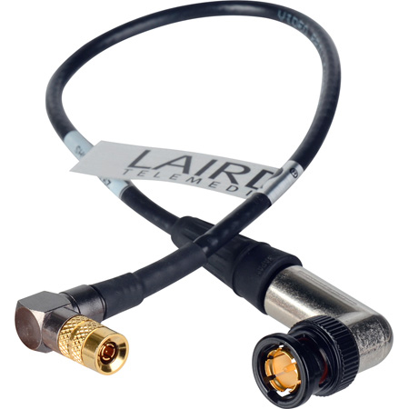 Laird RD1-DINABRA-1 3G-SDI Right Angle DIN 1.0/2.3 to Right Angle BNC Video Adapter Cable - 1 Foot Black