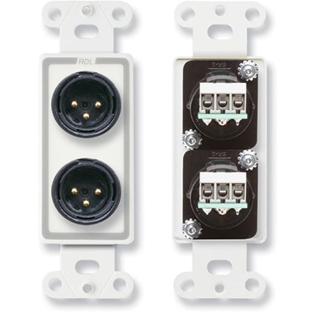 RDL D-XLR2M Dual XLR 3-pin Male Jacks on Decora© Wall Plate with terminal block on rear