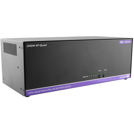 Smart-AVI UHDN-4P-QUAD 4-Port - Quad Head 4K-60Hz KVM Switch - Includes UHDN-4P-Quad and PS5VD4A