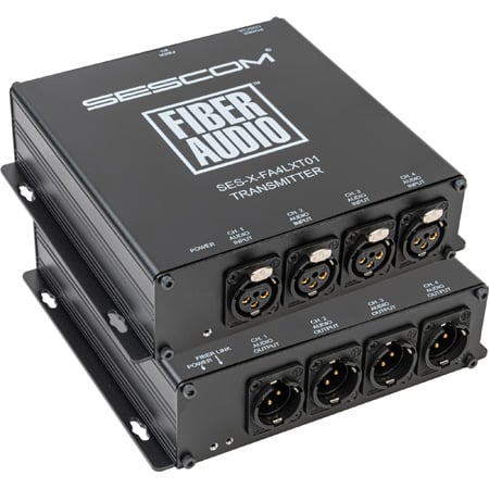 Sescom SES-X-FA4LXT01 Audio over Fiber EXTENDER: 4 CH Balanced XLR Line Level Audio & ST Fiber Connection