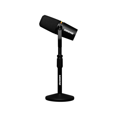 Shure MV7+ Hybrid XLR/USB-C Dynamic Microphone for Podcasting Streaming and Home Recording - Black w/ Mic Stand