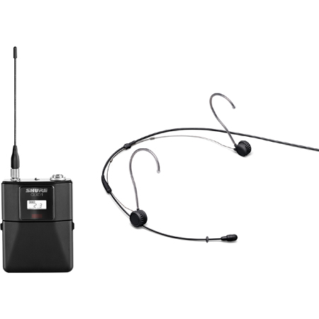 Shure QLXD1 Bodypack Transmitter and TwinPlex Black Headset Mic Kit with TA4F Connector - 534-598MHz