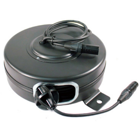 Stage Ninja DMX-40-S 5-Pin Female DMX Retractable Cable Reel - Black - 40 Foot