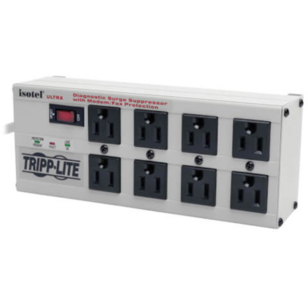 Tripp Lite ISOTEL8ULTRA Isobar 8-Outlet Surge Protector 12 ft Cord with Right-Angle Plug 3840 Joules Diagnostic LEDs