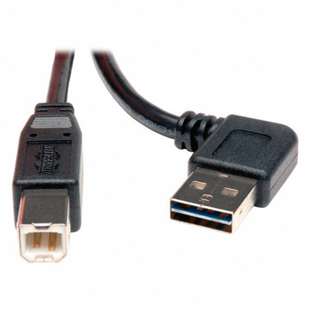 Tripp Lite UR022-003-RA USB 2.0 Right-Angle Reversible A Male to B Male - 3 ft.