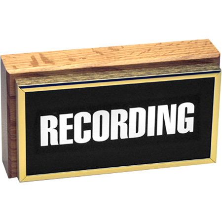 Horizontal Studio Warning Light - Recording in Gold Lettering