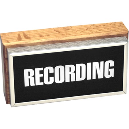 Horizontal Studio Warning Light - Recording in Silver Lettering