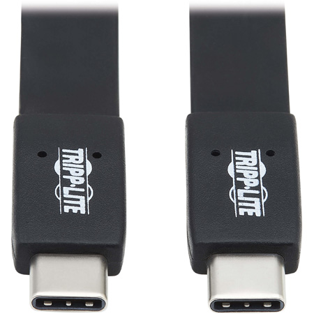 Tripp Lite U420-16N-G25AFL Flat USB-C Cable USB 3.1 10Gbps M/M Thunderbolt 3 - 16 Inch - Black