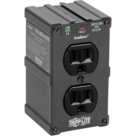 Tripp Lite Isobar ULTRABLOK 2-Outlet Surge Protector - Direct Plug-In - 1410 Joules - Diagnostic LEDs - Black