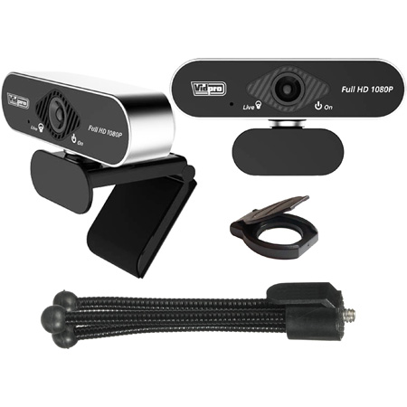 Vidpro CM-HD 1080P Full HD USB Single Webcam with Built-In Microphone & Mini Tripod