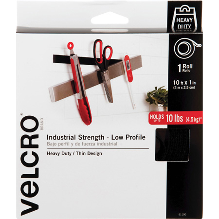 VELCRO® Brand 91100 Industrial Strength Low Profile Hook & Loop 1-Inch x 10 Foot Roll - Black