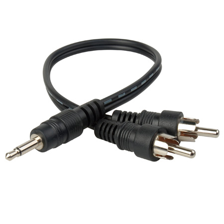 3.5mm Mono Male to 2 RCA Male Y-Cable 1 Foot