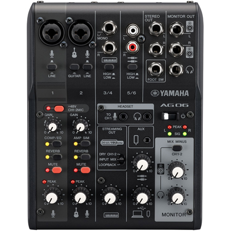 Yamaha AG06MK2 6-Channel Mixer/USB Interface for IOS/Mac/PC - Black