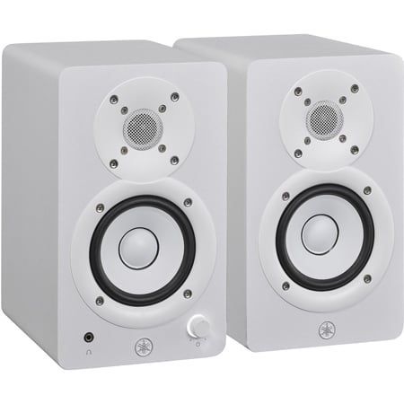 Yamaha HS3 3.5in Powered Compact Studio Monitors - XLR/TRS - RCA - Stereo Mini - Pair - White