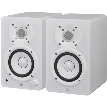 Yamaha HS4 4.5in Powered Compact Studio Monitors - XLR/TRS - RCA - Stereo Mini - Pair - White